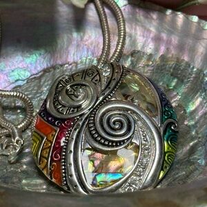 Colorful Silver Pendant Necklace T